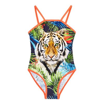 bluezoo Girls' tiger print swimsuit